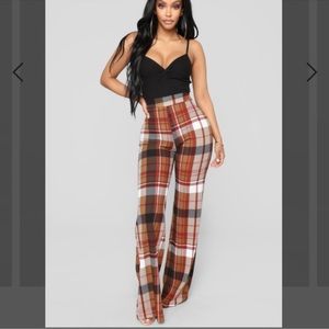 Like New Fashion Nova Jahia Plaid Wide Leg Pants, L